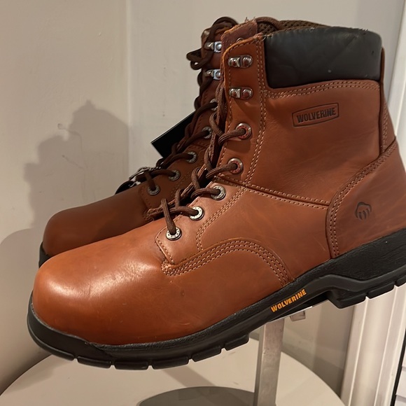 Wolverine Mens Brown Leather Harrison STEEL Toe Work Boots size 13 NEW